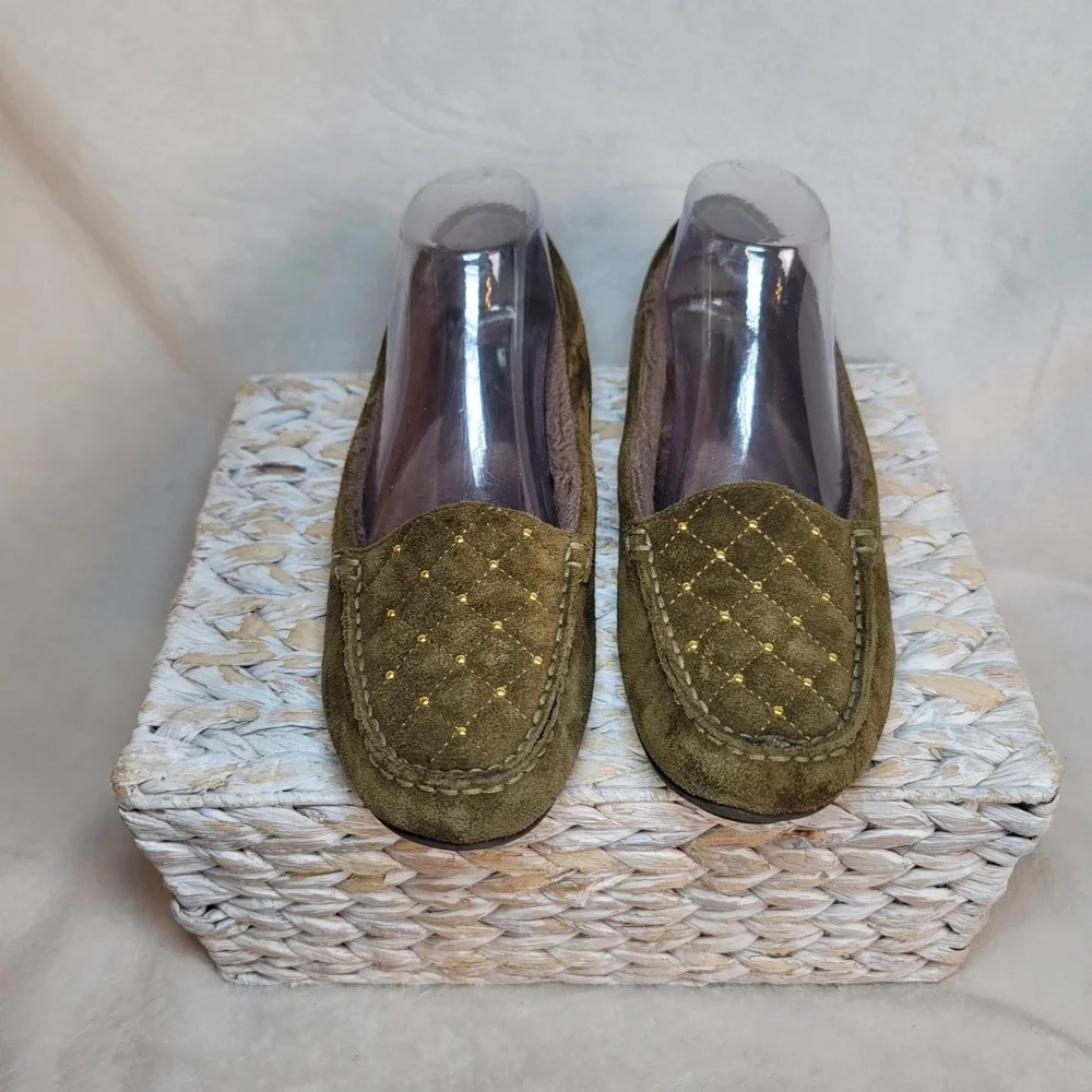 Naturalizer Comfy Outdoor Moccasins Loafers Embellished Suede Moss‎ Green 8.5 M